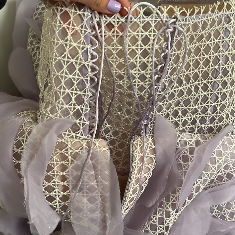 Sophie Couture silver and lavender gown only worn once - Picture 7 of 9